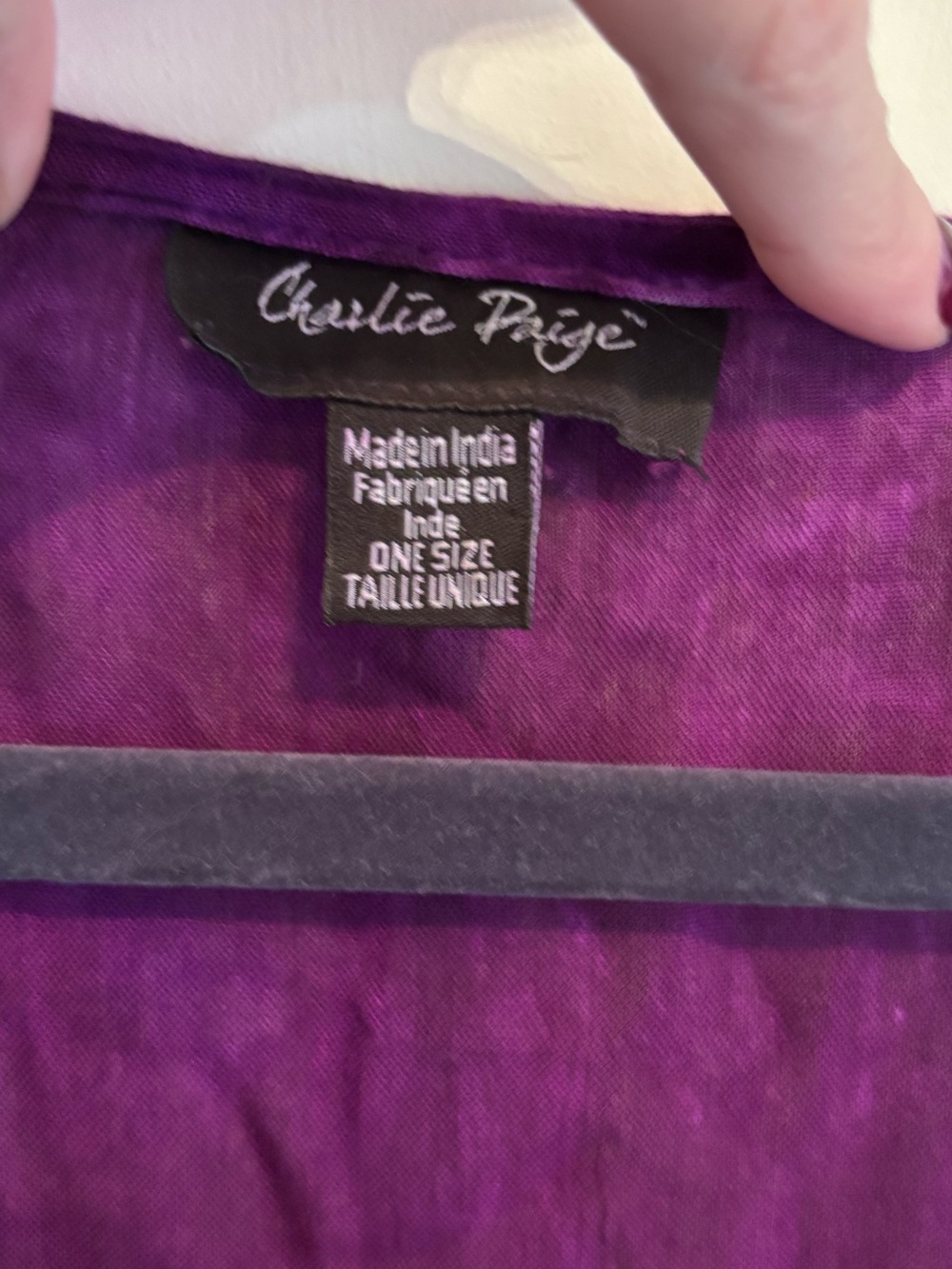 Charlie Paige Purple and Navy Embellished Boho V-Neck Tunic - Picture 4 of 6